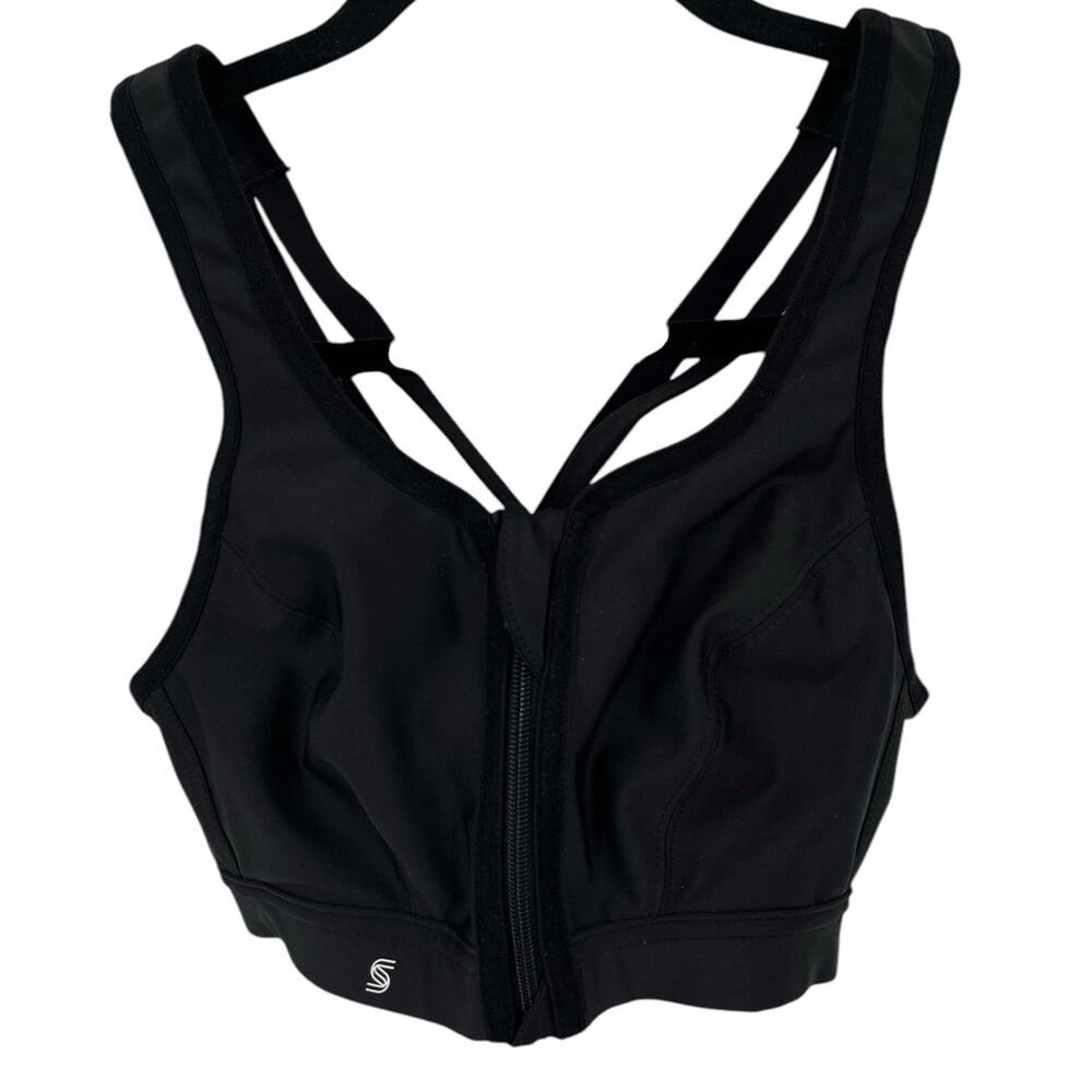 Glamorise Sport Bra 9266 Zip up front close black 34B - Picture 2 of 8